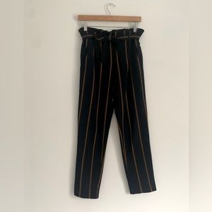 Zara Striped Cropped Paper Bag Pants, Size Small